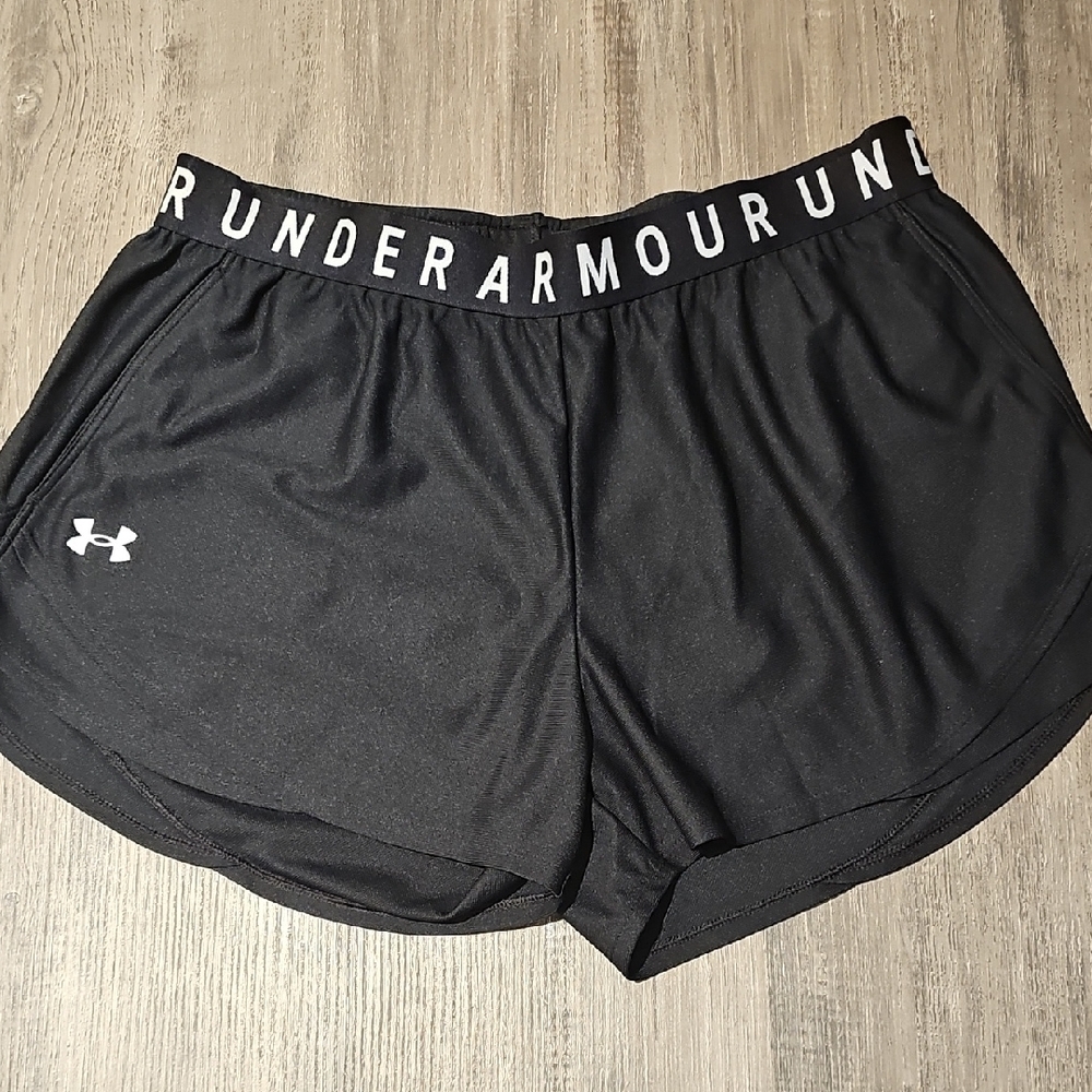 Under Armour Women's Black Athletic Shorts with Branded Waistband